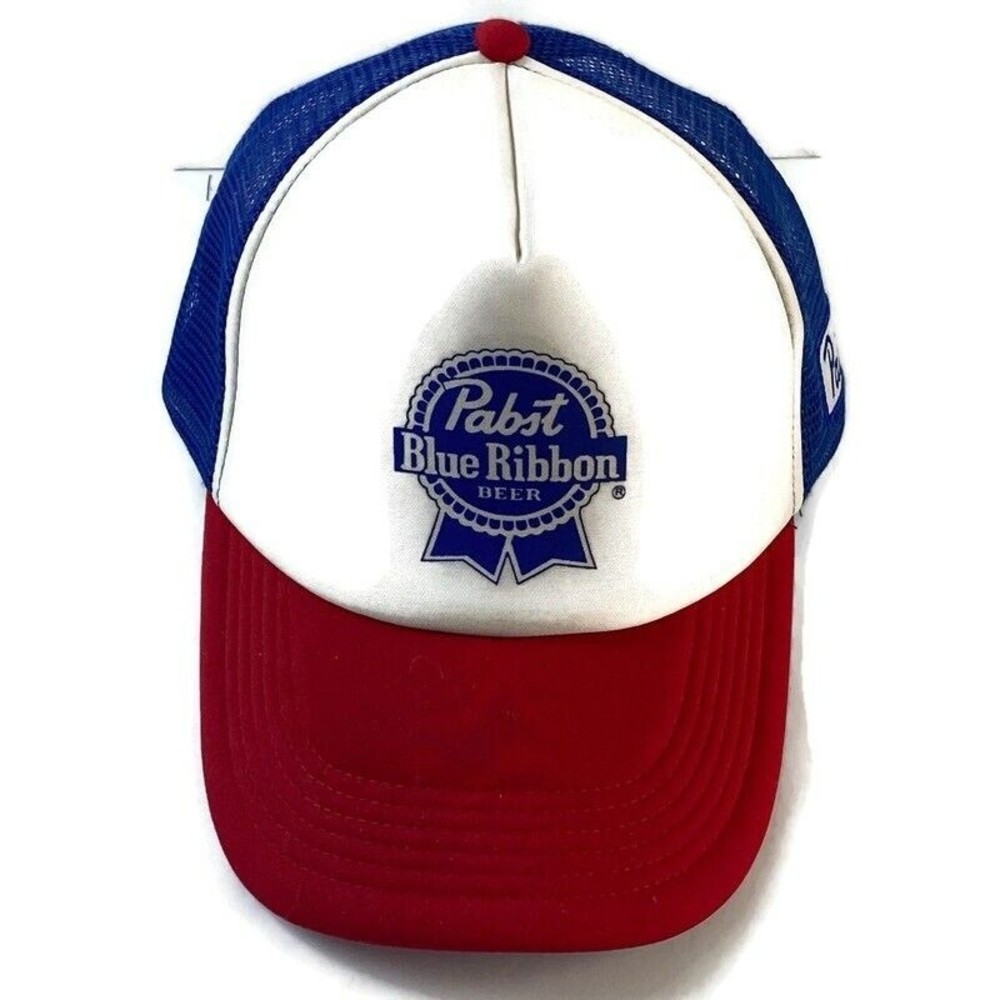 PABST BLUE RIBBON Mens Mesh Trucker Logo Hat Size Adjustable Beer Americana
